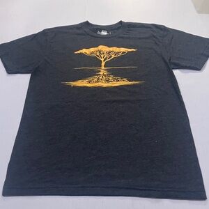 Dark GrayGraphic T-Shirt with Orange Tree Design